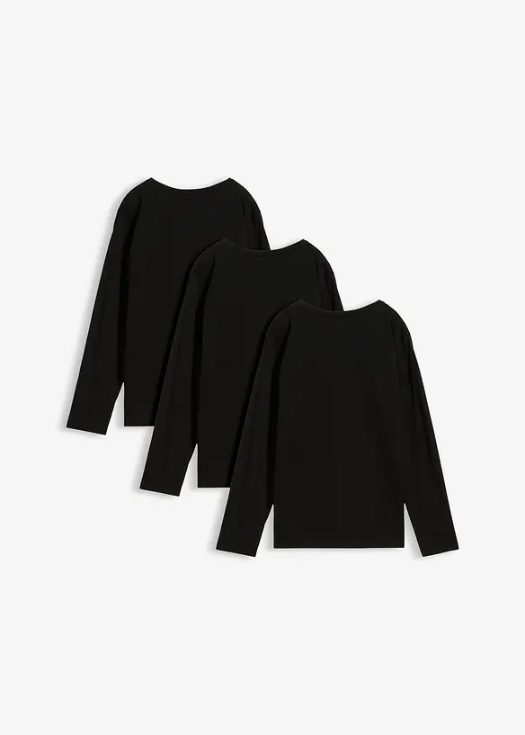 L&aring;ng&auml;rmad T-shirt i ekologisk bomull (3-pack), bonprix