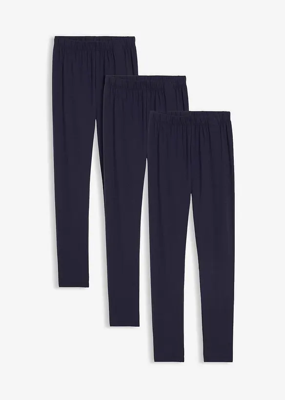 Leggings av stretchig mix med ekologisk bomull (3-pack), bonprix