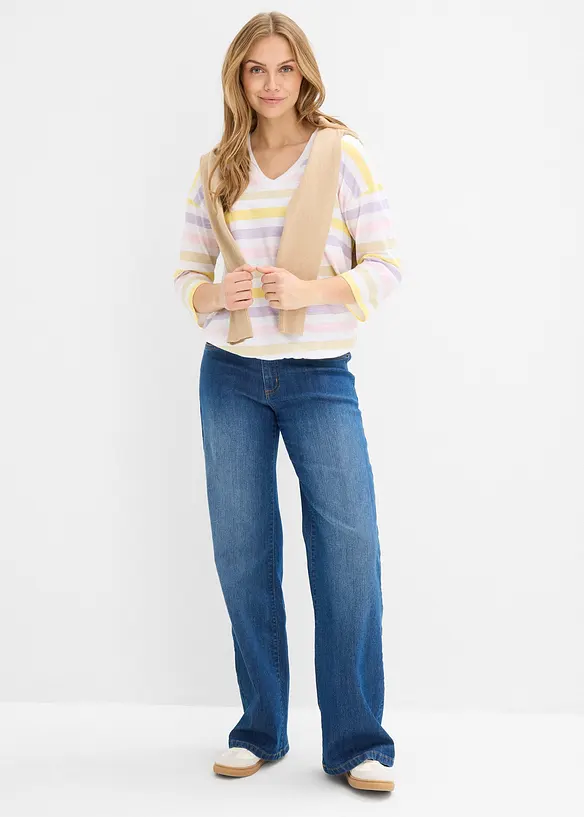 Topp i slubbgarn av ekologisk bomull  med 3/4-&auml;rm, bonprix