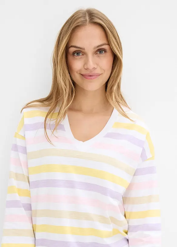 Topp i slubbgarn av ekologisk bomull  med 3/4-&auml;rm, bonprix