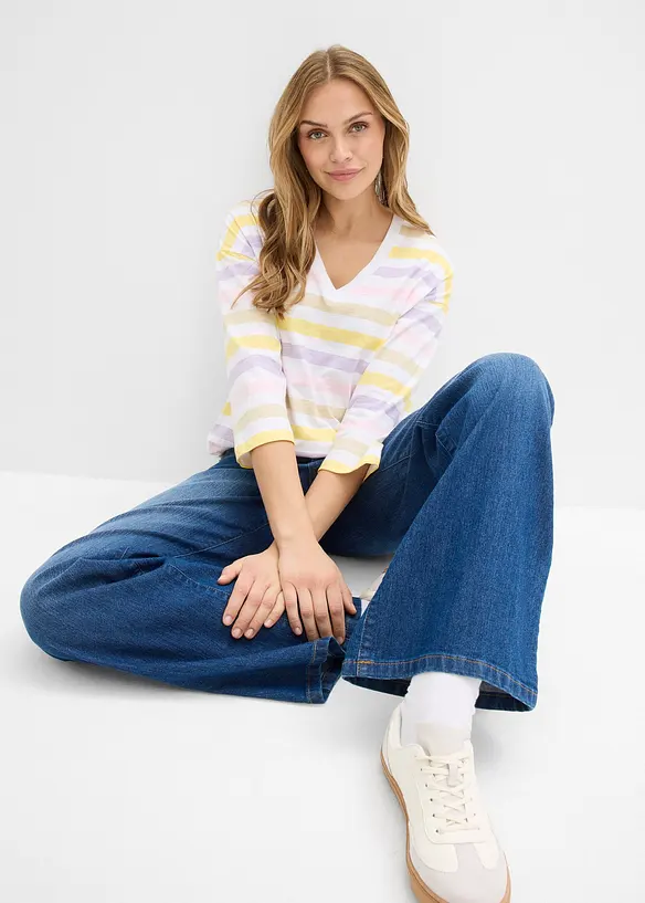 Topp i slubbgarn av ekologisk bomull  med 3/4-&auml;rm, bonprix