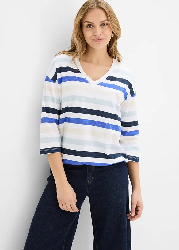 Topp i slubbgarn av ekologisk bomull  med 3/4-&auml;rm, bonprix