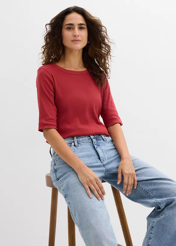 Ribbstickad topp med ekologisk bomull (2-pack), bonprix