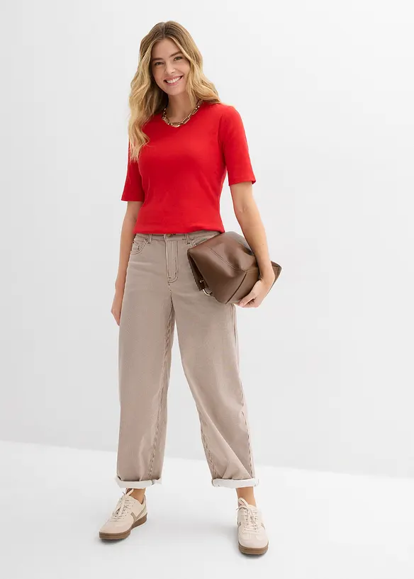 Ribbstickad topp (2-pack), bonprix