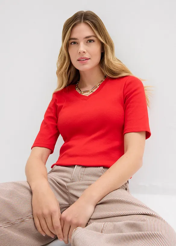 Ribbstickad topp (2-pack), bonprix