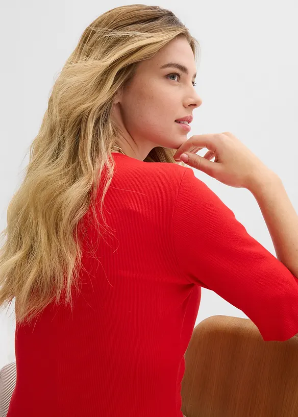 Ribbstickad topp (2-pack), bonprix