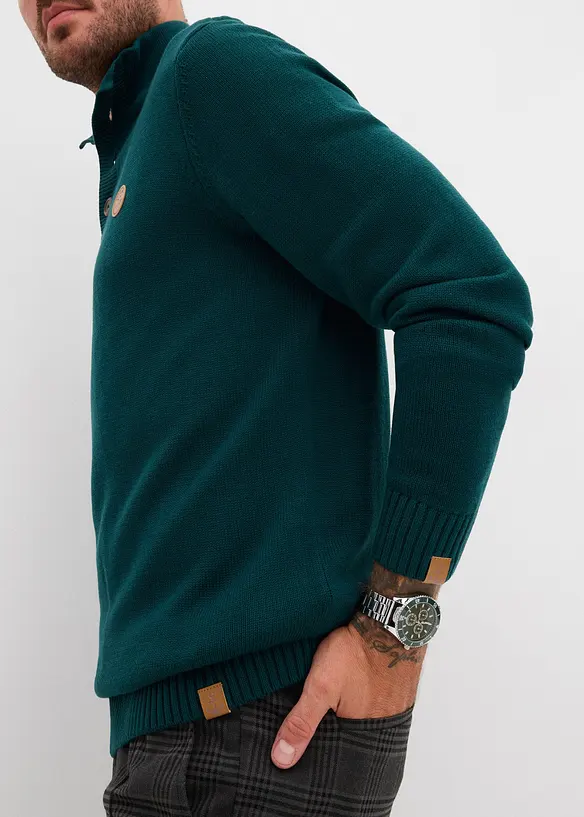 Tr&ouml;ja i bomullsmix med krage och knappar, bonprix