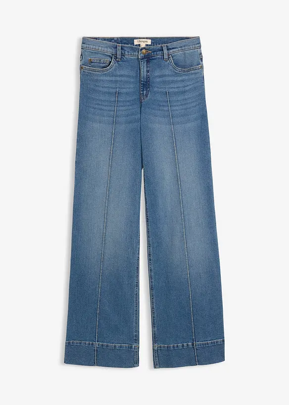 Wide-Leg-Jeans Mid Waist, Full Length, bonprix