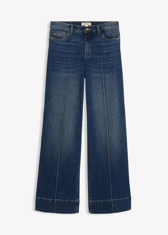 Wide-Leg-Jeans Mid Waist, Full Length, bonprix