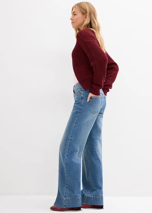 Wide-Leg-Jeans Mid Waist, Full Length, bonprix