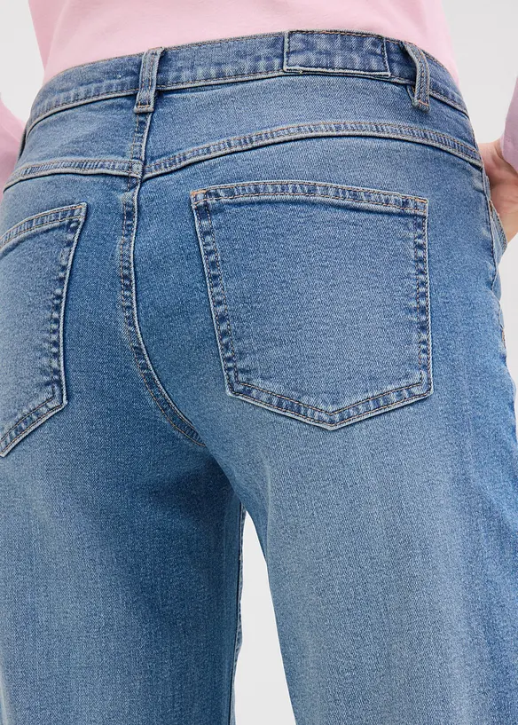 Wide-Leg-Jeans Mid Waist, Full Length, bonprix