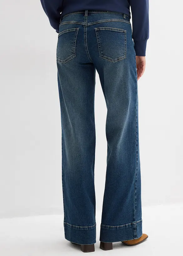 Wide-Leg-Jeans Mid Waist, Full Length, bonprix
