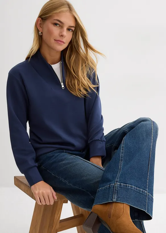 Wide-Leg-Jeans Mid Waist, Full Length, bonprix