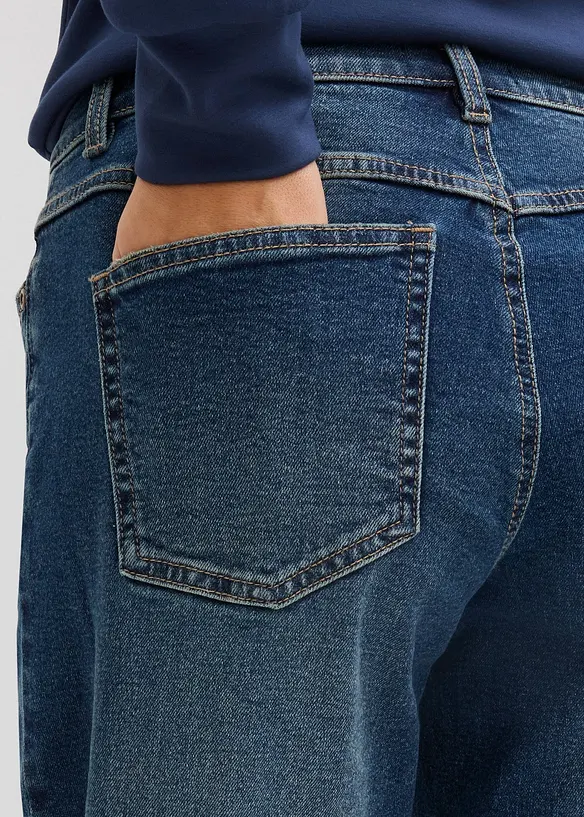 Wide-Leg-Jeans Mid Waist, Full Length, bonprix