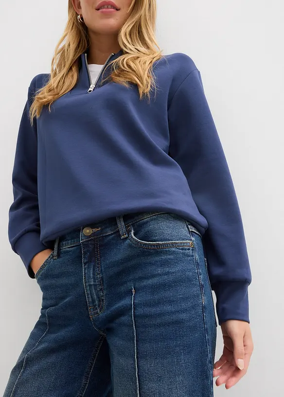 Wide-Leg-Jeans Mid Waist, Full Length, bonprix