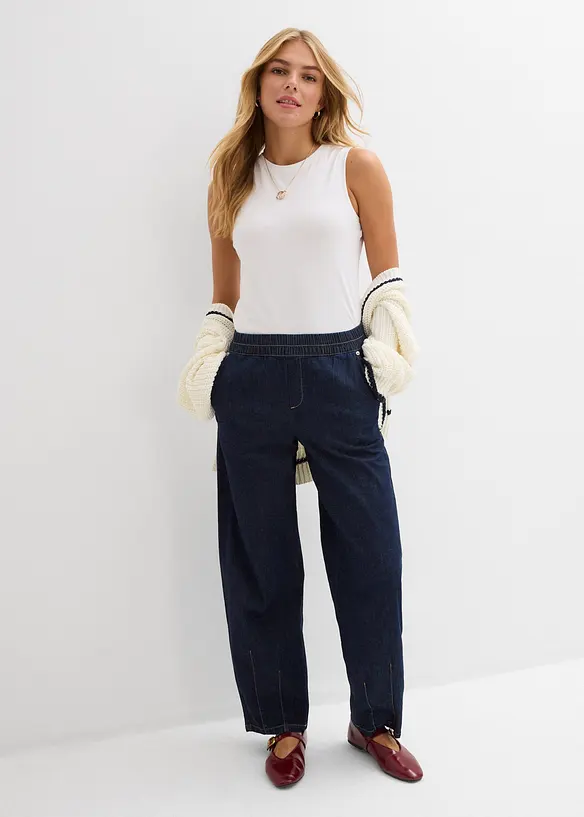 Barrel jeans Mid Waist, res&aring;rlinning, bonprix
