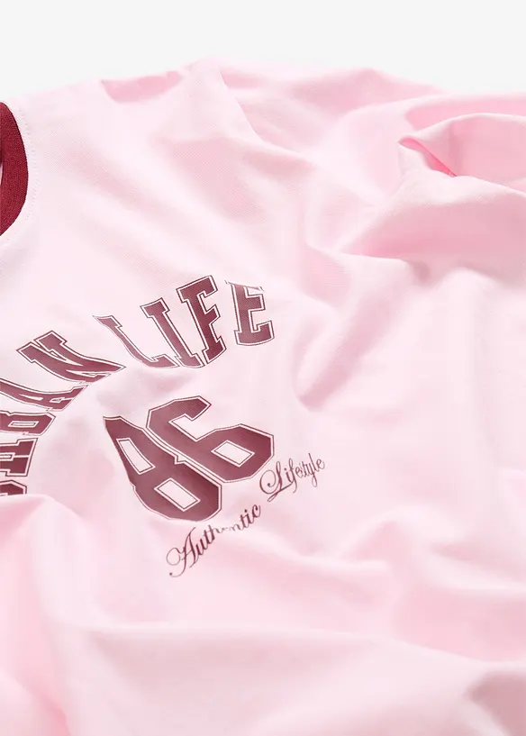 Kort, l&aring;ng&auml;rmad T-shirt i ekologisk bomullsmix, bonprix