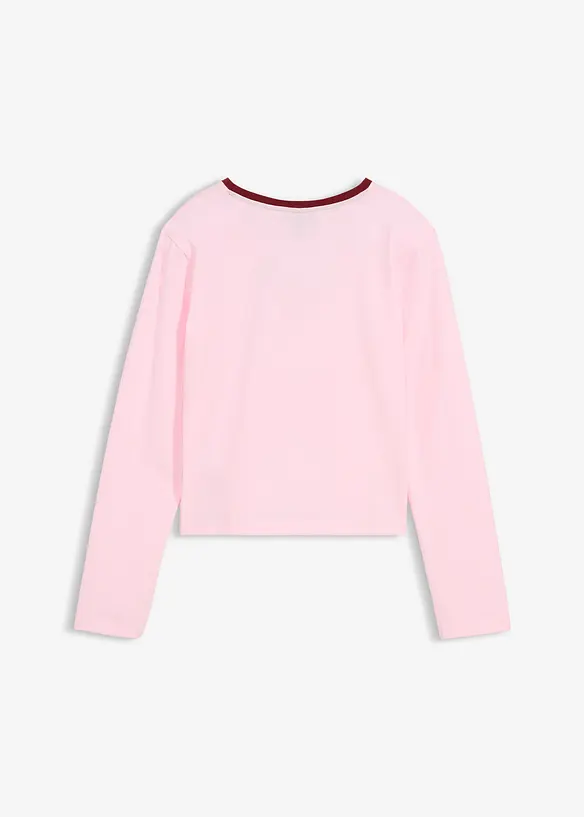 Kort, l&aring;ng&auml;rmad T-shirt i ekologisk bomullsmix, bonprix