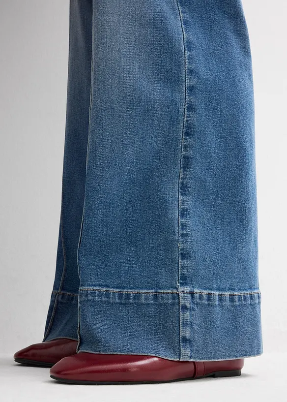 Wide-Leg-Jeans Mid Waist, Full Length, bonprix