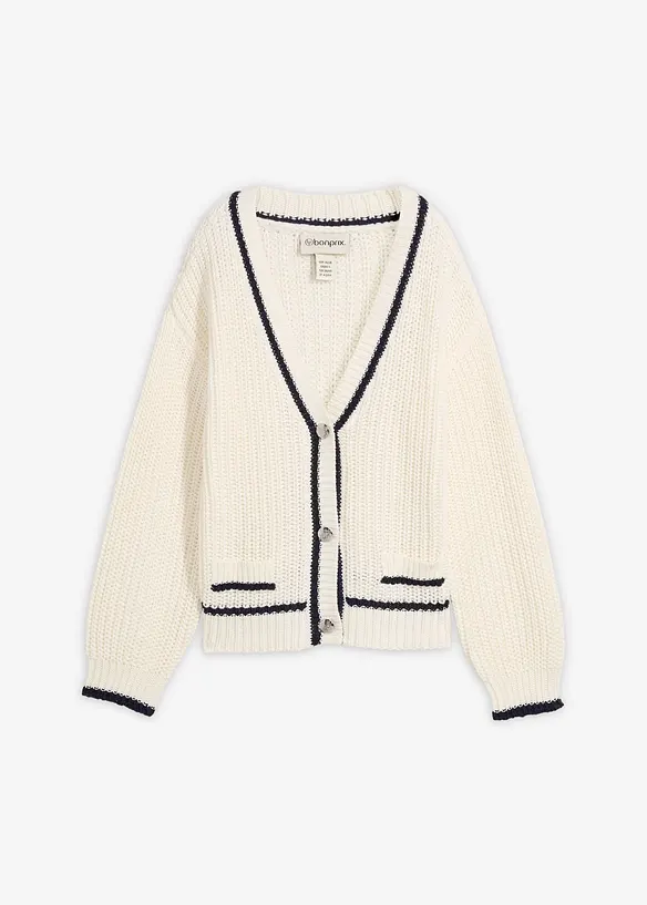 Grovstickad cardigan av bomullsmix, bonprix