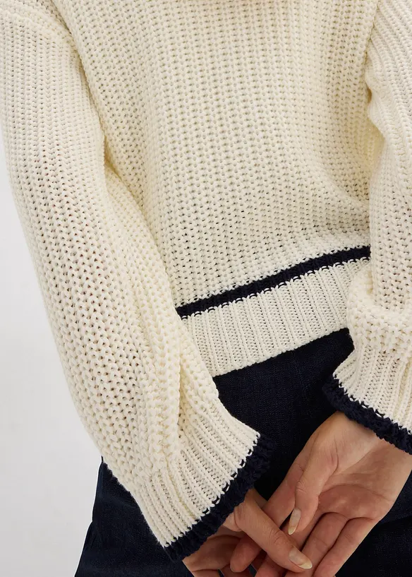 Grovstickad cardigan av bomullsmix, bonprix