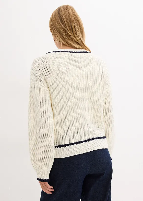 Grovstickad cardigan av bomullsmix, bonprix
