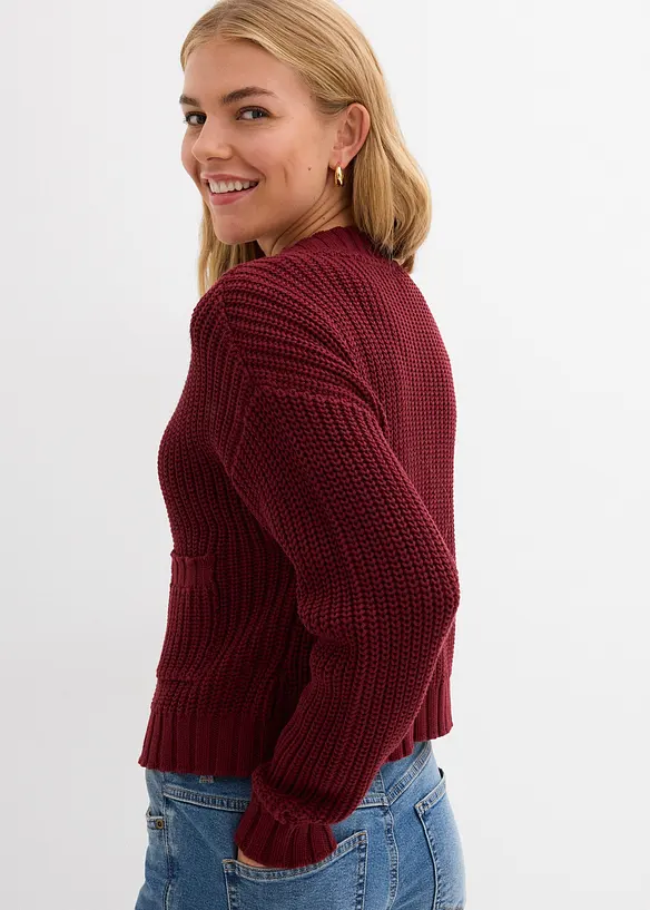 Grovstickad cardigan med hamrade knappar, bonprix