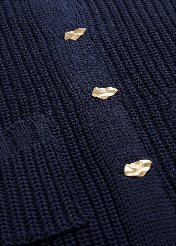 Grovstickad cardigan med hamrade knappar, bonprix