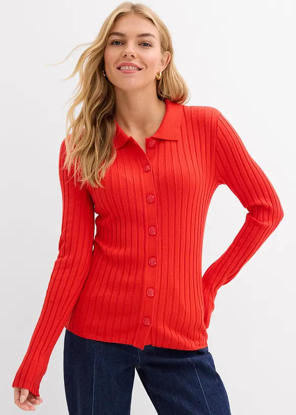 Ribbstickad cardigan, bonprix