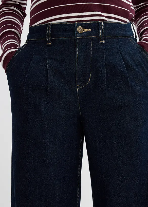 Wide Leg Jeans High Waist, med bekv&auml;m midja, bonprix