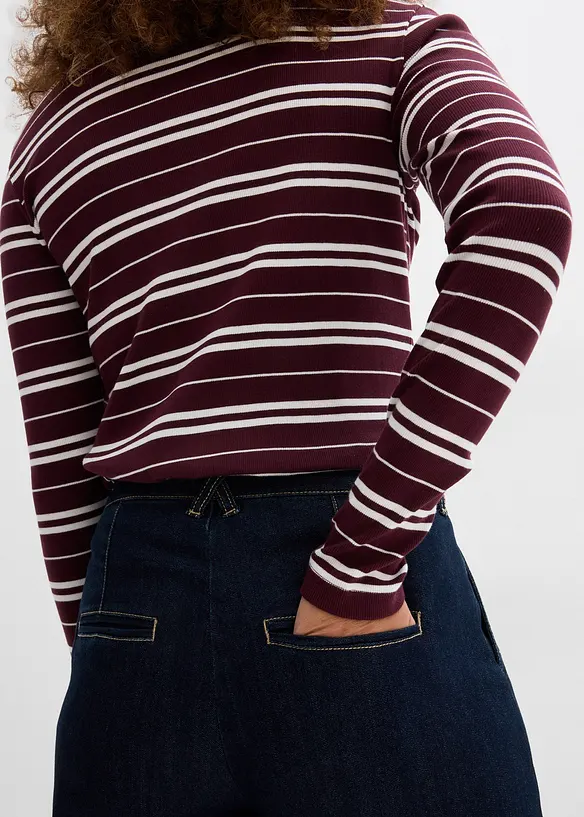 Wide Leg Jeans High Waist, med bekv&auml;m midja, bonprix