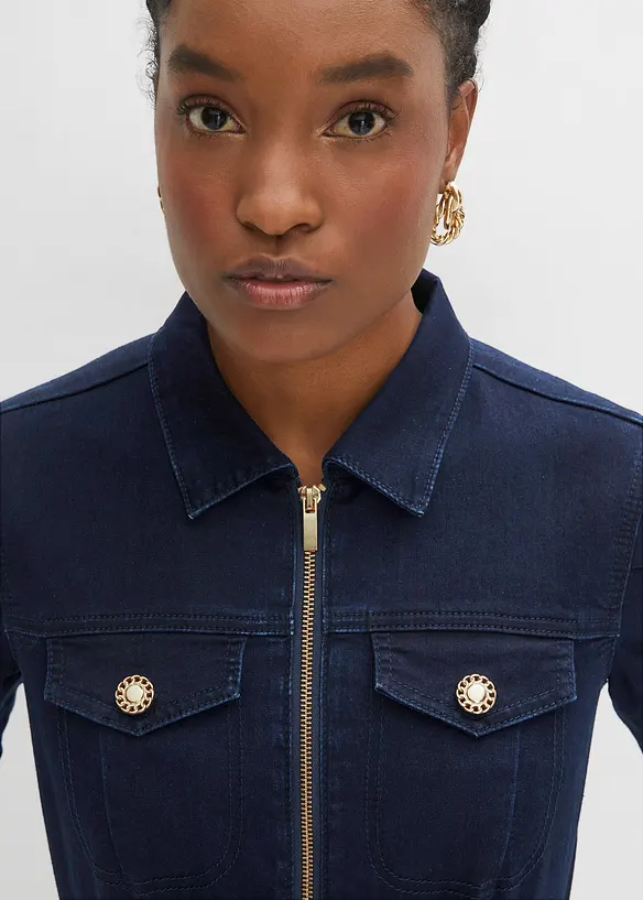 Jeanskl&auml;nning med dragkedja, bonprix