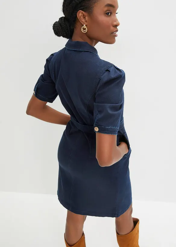 Jeanskl&auml;nning med dragkedja, bonprix