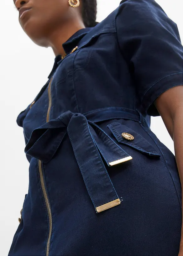 Jeanskl&auml;nning med dragkedja, bonprix