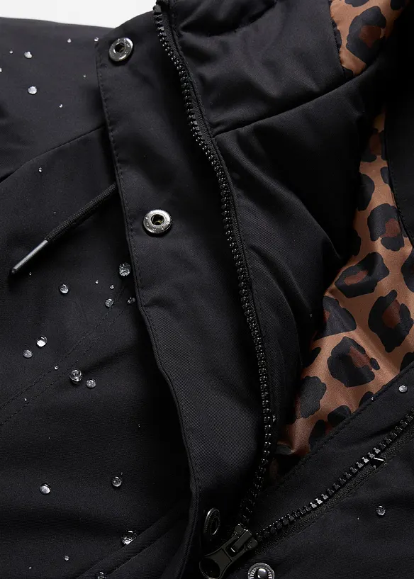 Kort kappa med sk&auml;rp och leopardm&ouml;nstrat foder, bonprix