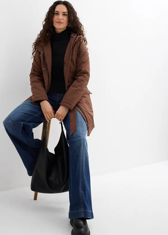 Kort kappa med sk&auml;rp och leopardm&ouml;nstrat foder, bonprix