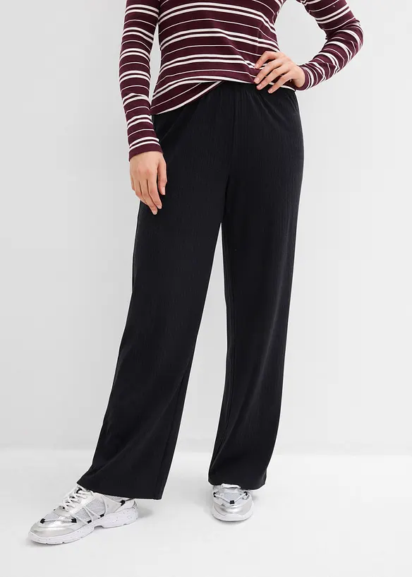 Ribbstickad jerseybyxa (2-pack), bonprix