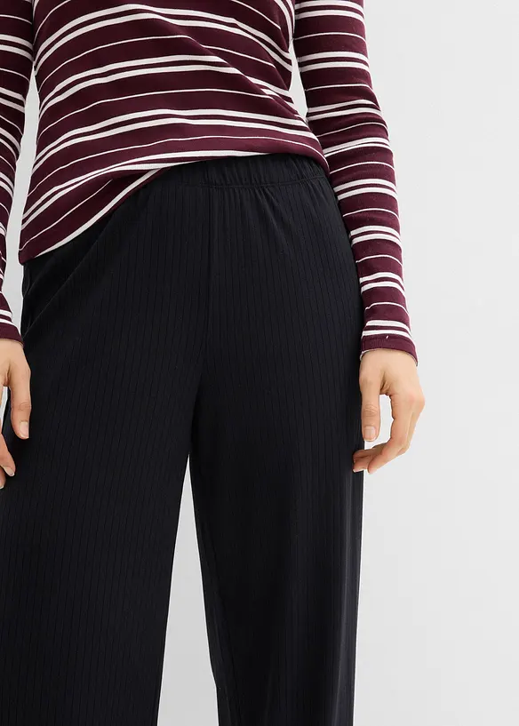 Ribbstickad jerseybyxa (2-pack), bonprix