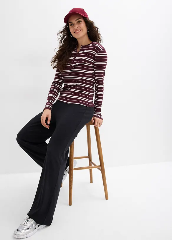 Ribbstickad jerseybyxa (2-pack), bonprix