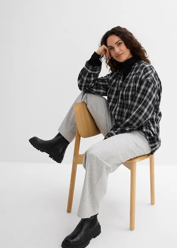 Ribbstickad jerseybyxa (2-pack), bonprix