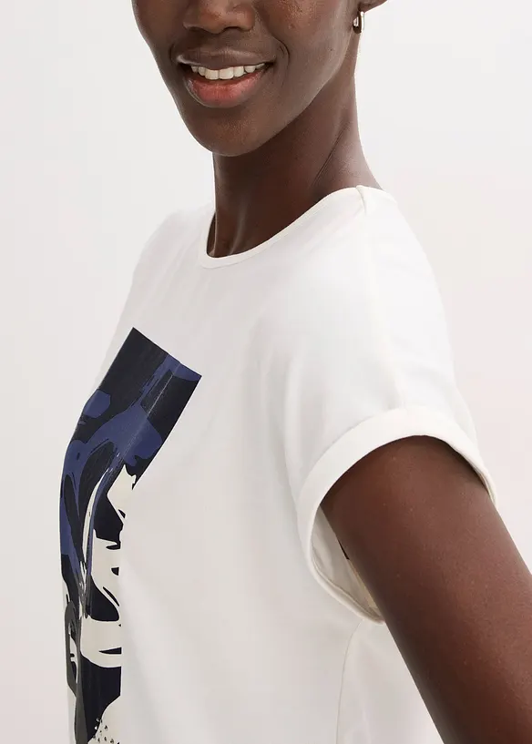 Topp med viskos och glitterstenar, bonprix