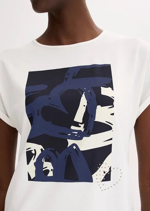 Topp med viskos och glitterstenar, bonprix