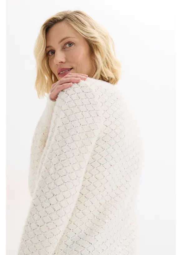 H&aring;lstickad tr&ouml;ja med fj&auml;dergarn, bonprix