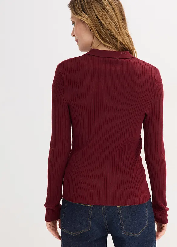 Ribbstickad pik&eacute;tr&ouml;ja i viskosmix, bonprix