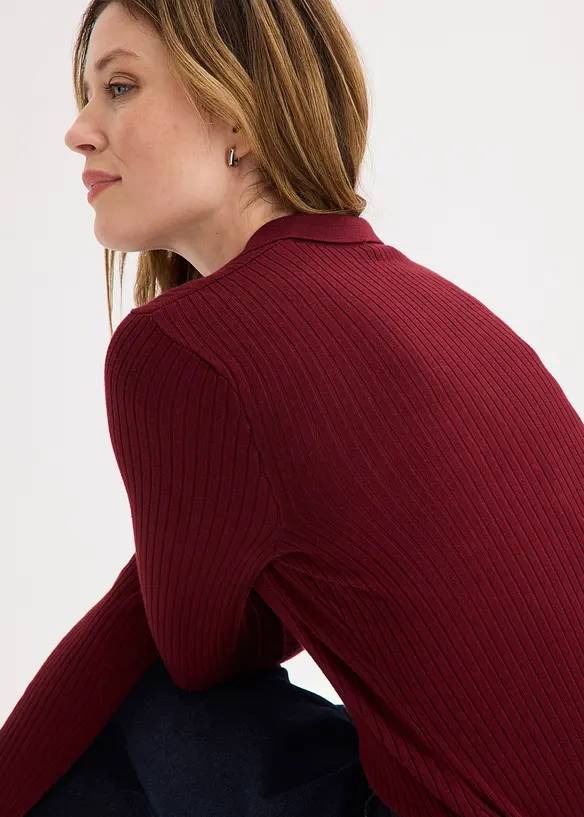 Ribbstickad pik&eacute;tr&ouml;ja i viskosmix, bonprix