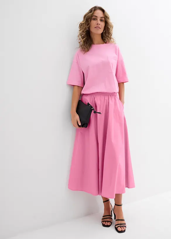 Mellanl&aring;ng kjol i stretchig bomullsmix, bonprix