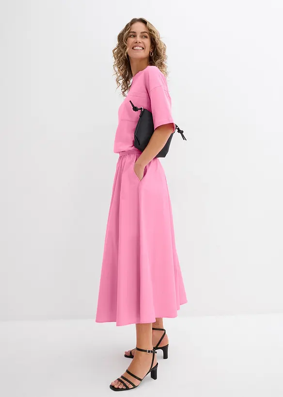 Mellanl&aring;ng kjol i stretchig bomullsmix, bonprix