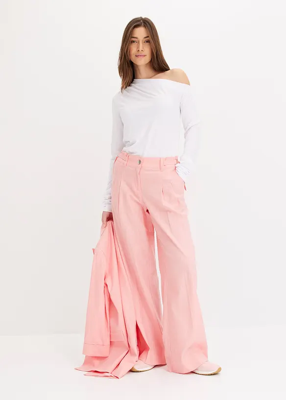 Palazzobyxa i l&auml;tt linnemix, bonprix