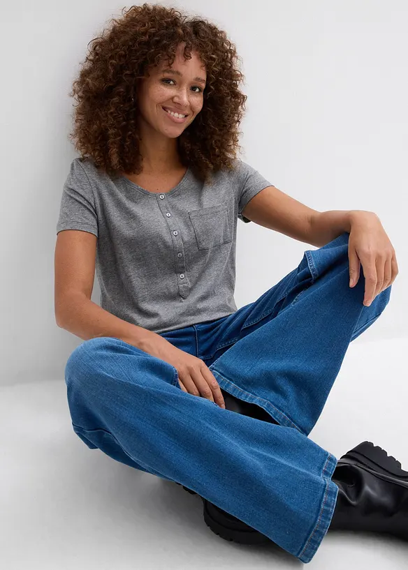 T-shirt i bomull och viskos, bonprix