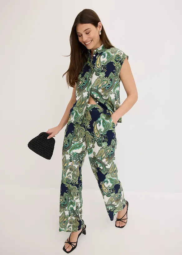 M&ouml;nstrad blus av viskos med mjukt fall, bonprix